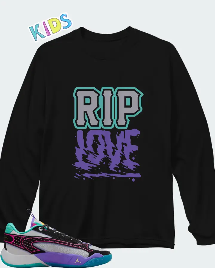 Jordan Luka 2 All-Star Wolf Grey Purple Pink Matching Kid's Long Sleeve T-Shirt