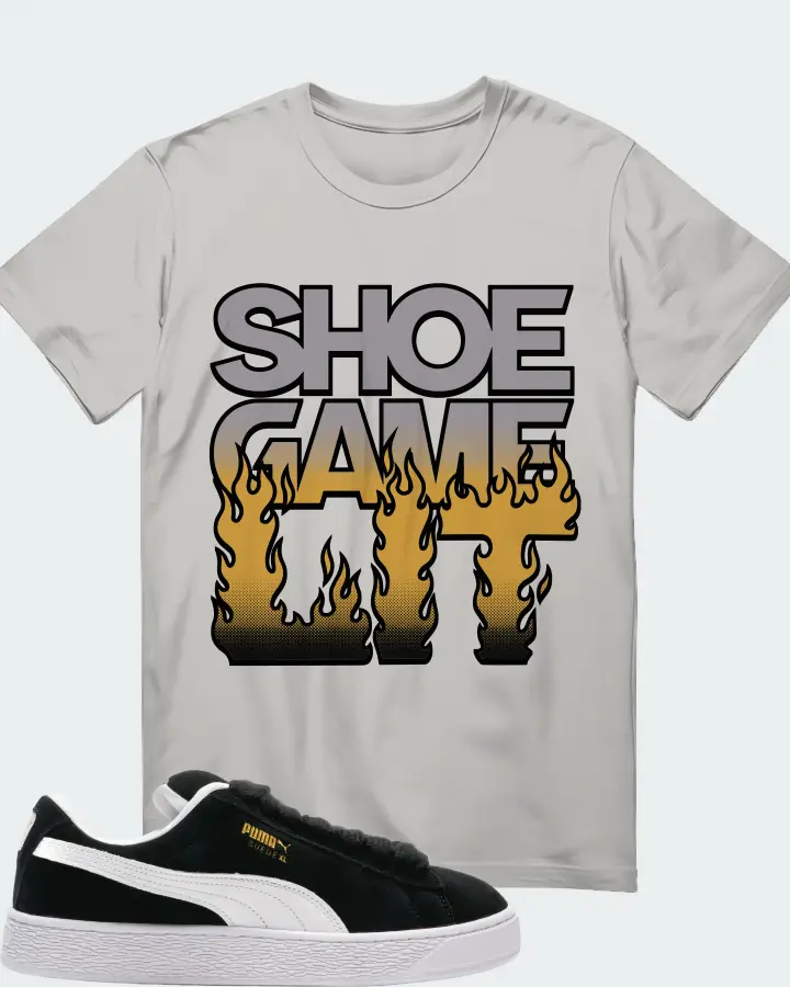Puma Suede XL Black White Sneaker Matching Grey T-Shirt - Shoe Game Lit Refreshed