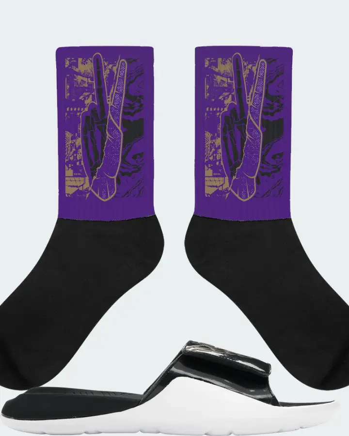 Jordan Hydro 7 Sneaker Matching Purple Socks - Peace of mind
