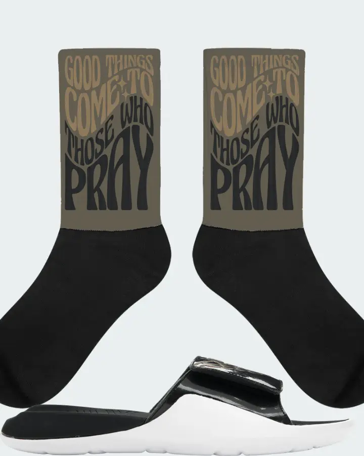 Jordan Hydro 7 Sneaker Matching Army Green Socks - Good Things Come To Those Who Pray