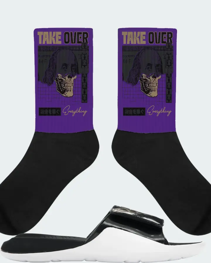 Jordan Hydro 7 Sneaker Matching Purple Socks - Take Over