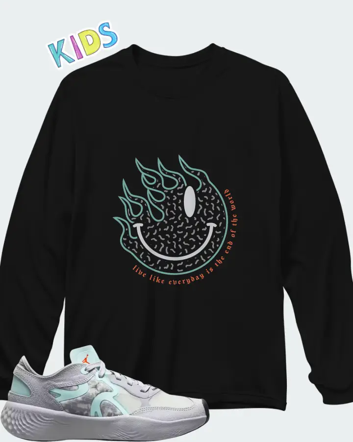 Jordan Delta 3 Low Wolf Grey Glacier Blue Matching Kid's Long Sleeve T-Shirt