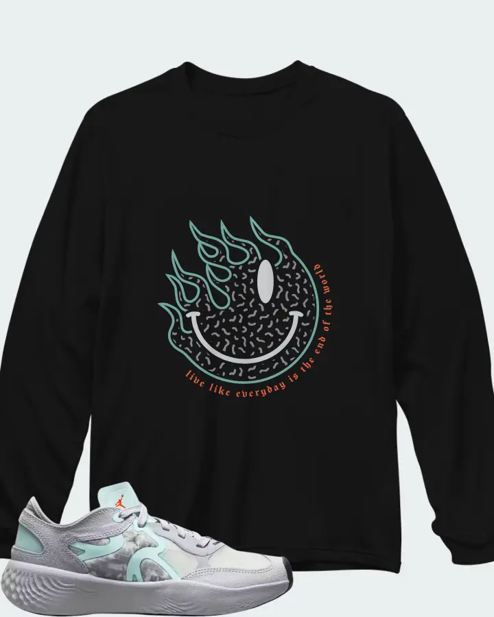 Jordan Delta 3 Low Wolf Grey Glacier Blue Matching Long Sleeve T-Shirt