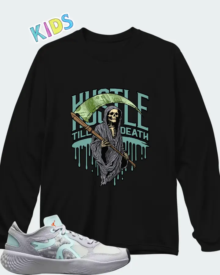 Jordan Delta 3 Low Wolf Grey Glacier Blue Matching Kid's Long Sleeve T-Shirt