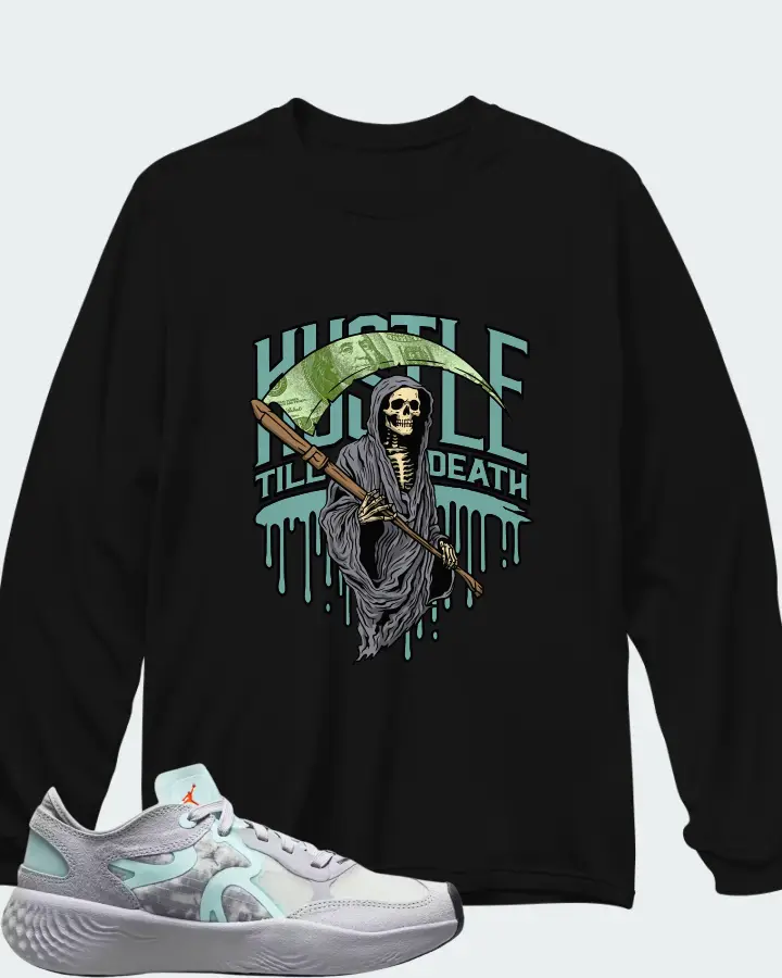 Jordan Delta 3 Low Wolf Grey Glacier Blue Matching Long Sleeve T-Shirt