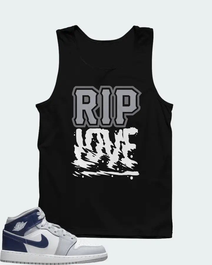 Air Jordan 1 Mid White Wolf Grey Midnight Navy Matching Tank Top