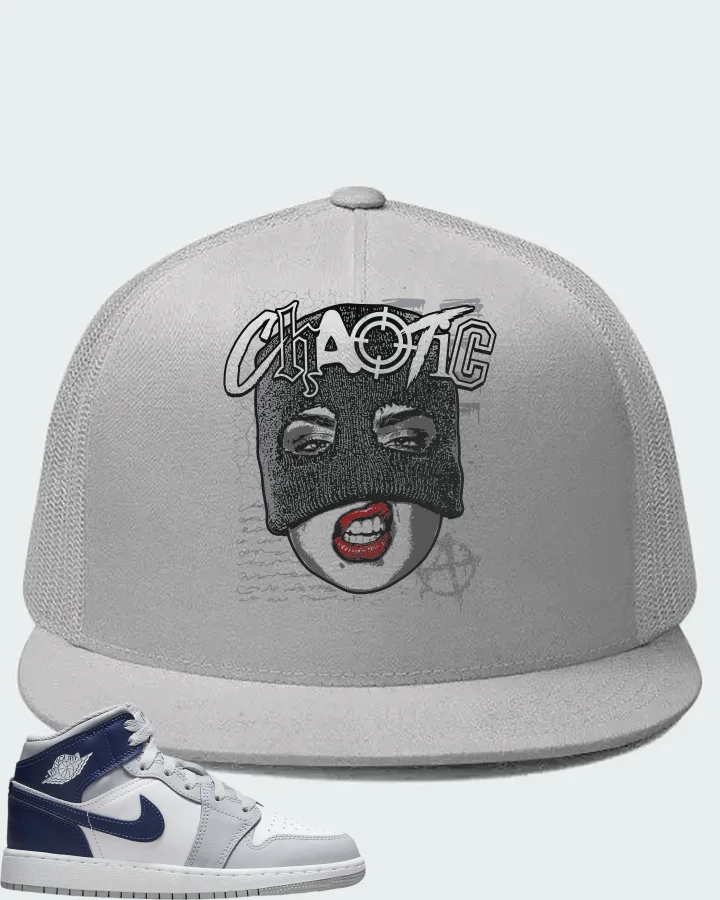 Air Jordan 1 Mid White Wolf Grey Midnight Navy Matching Hat