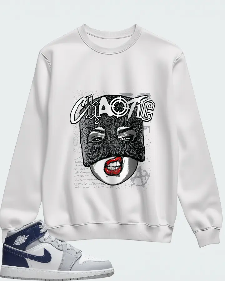 Air Jordan 1 Mid White Wolf Grey Midnight Navy Matching Sweatshirt