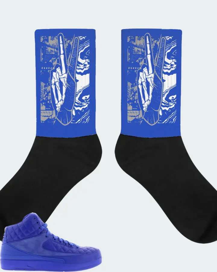 Jordan 2 Retro Sneaker Matching Royal Blue Socks - Peace of mind