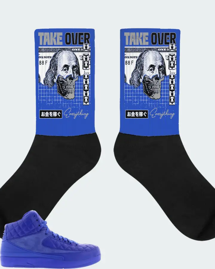 Jordan 2 Retro Sneaker Matching Royal Blue Socks - Take Over