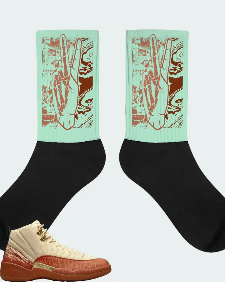 Jordan 12 Retro Sneaker Matching Mint Socks - Peace of mind