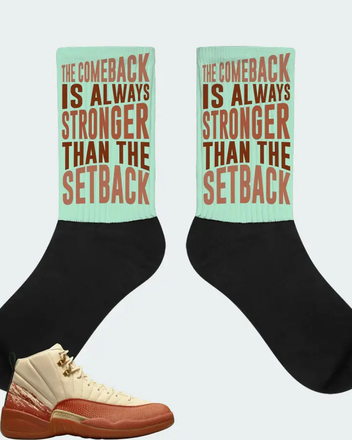Jordan 12 Retro Sneaker Matching Mint Socks - The Comeback
