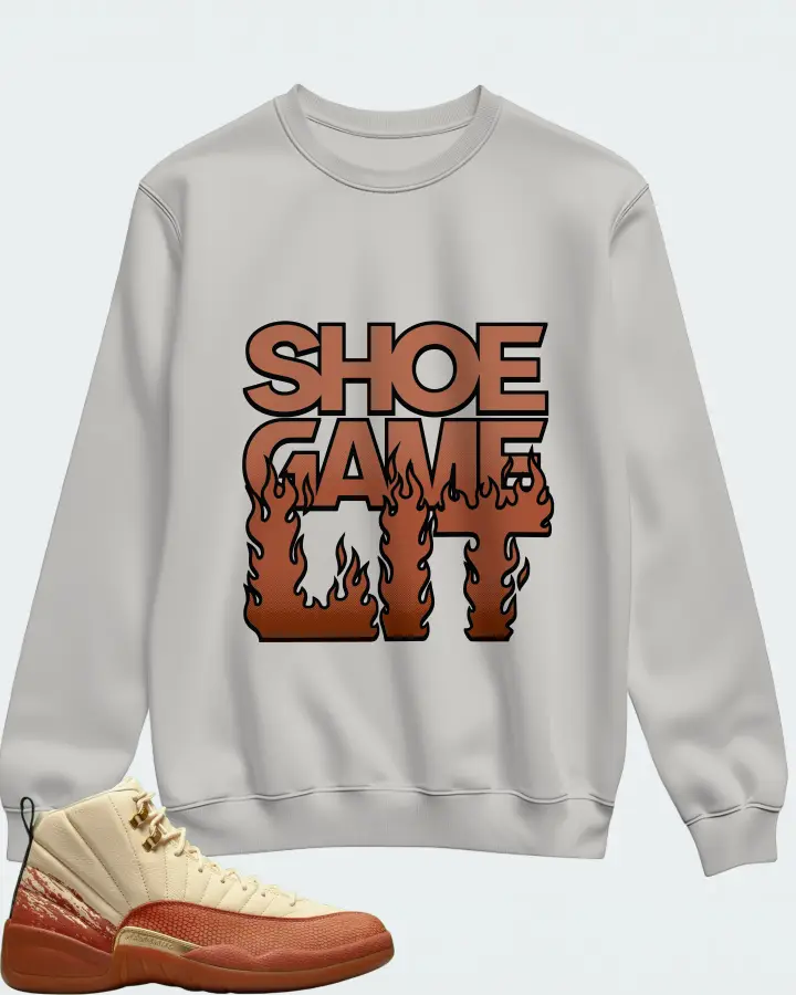 Jordan 12 Retro Sneaker Matching Grey Sweatshirt - Shoe Game Lit Refreshed
