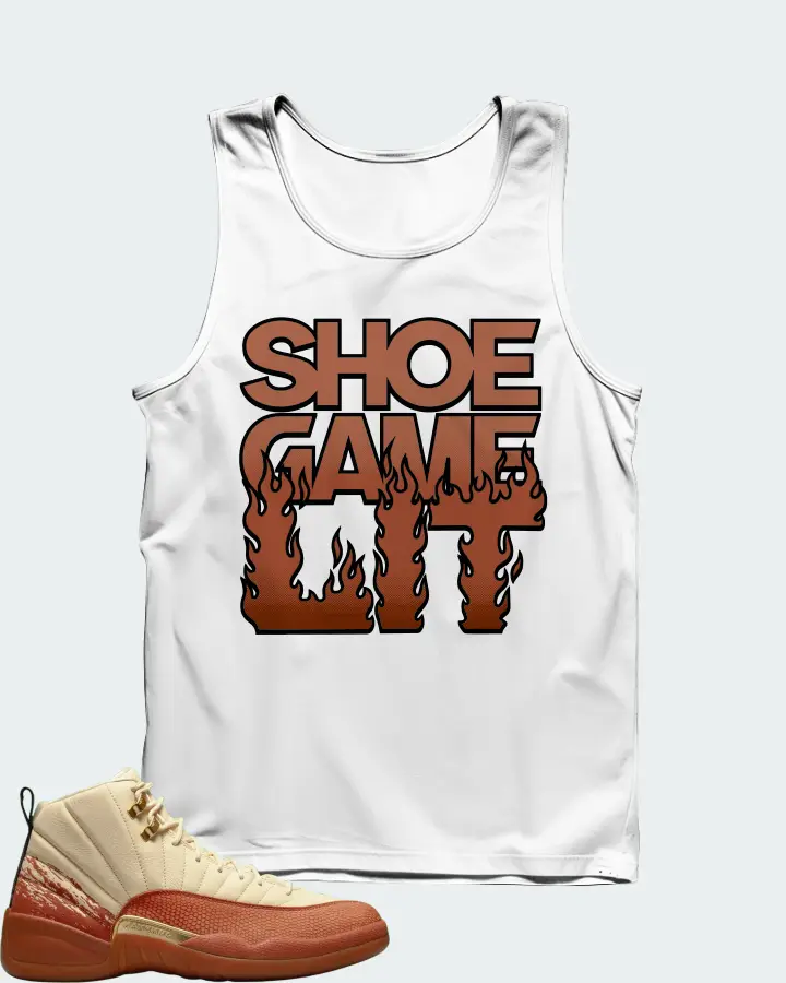 Jordan 12 Retro Sneaker Matching White Tank Top - Shoe Game Lit Refreshed