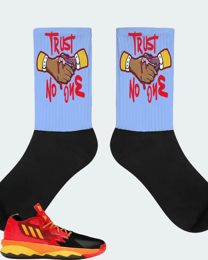 adidas Dame 8 Sneaker Matching Carolina Blue Socks - Trust No One