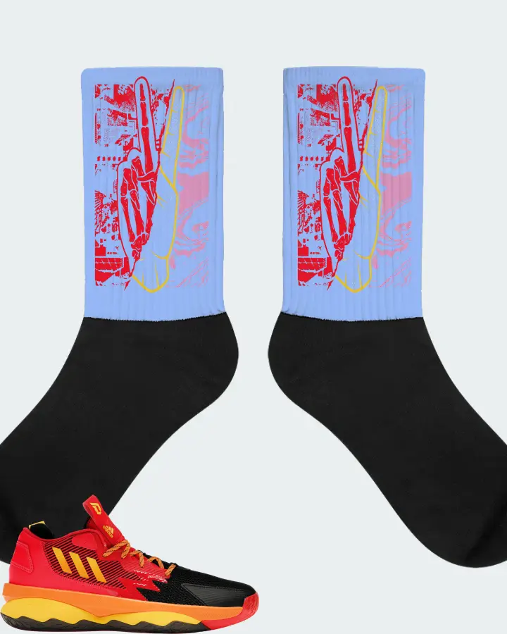 adidas Dame 8 Sneaker Matching Carolina Blue Socks - Peace of mind