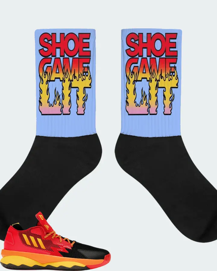 adidas Dame 8 Sneaker Matching Carolina Blue Socks - Shoe Game Lit Refreshed