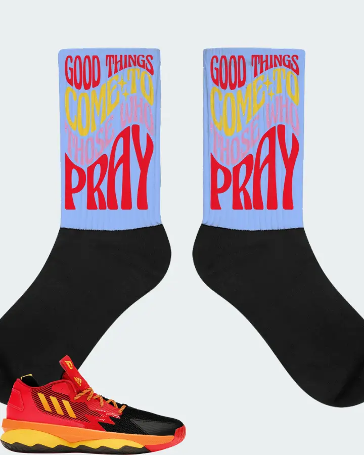 adidas Dame 8 Sneaker Matching Carolina Blue Socks - Good Things Come To Those Who Pray