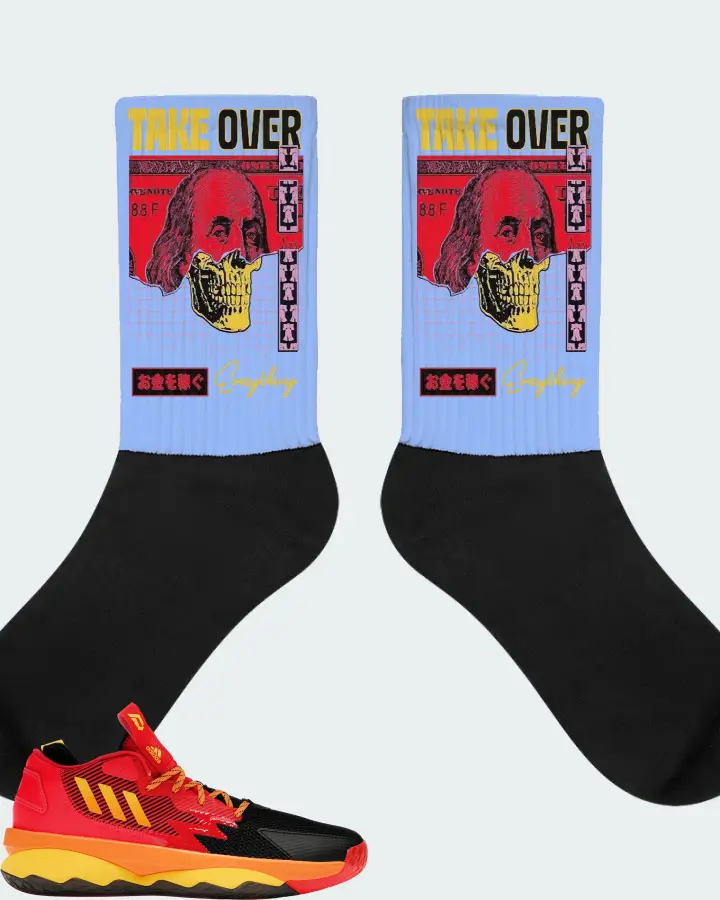 adidas Dame 8 Sneaker Matching Carolina Blue Socks - Take Over