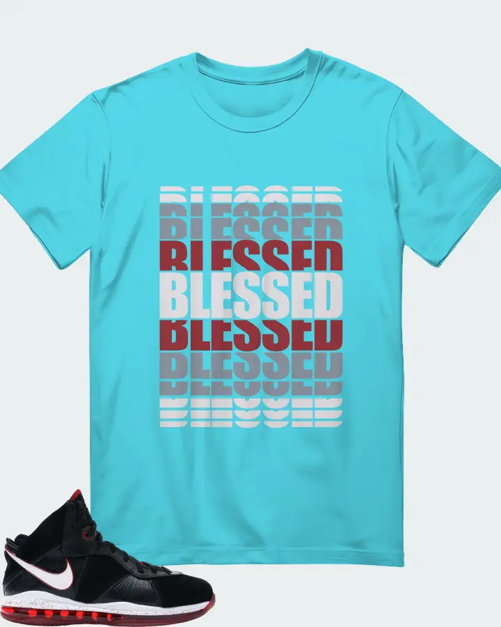 Nike LeBron 8 Sneaker Matching Turquoise T-Shirt - BLESSED Many Times
