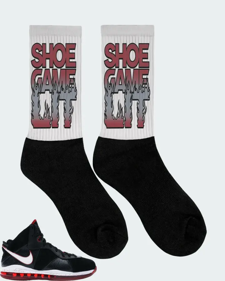 Nike LeBron 8 Sneaker Matching White Socks (Shoe Game Lit Refreshed) - View 2