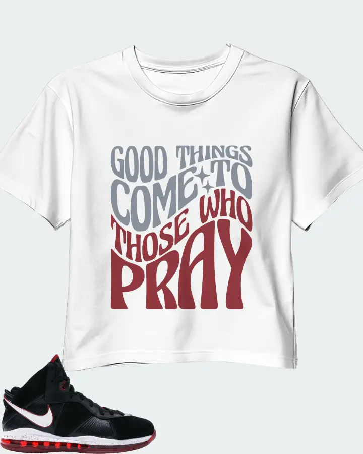 Nike LeBron 8 Sneaker Matching White Crop Top - Good Things Come To Those Who Pray