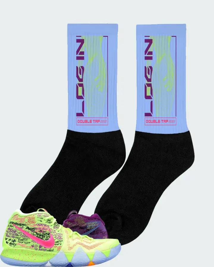 Nike Kyrie 4 Sneaker Matching Carolina Blue Socks (LOGIN) - View 3