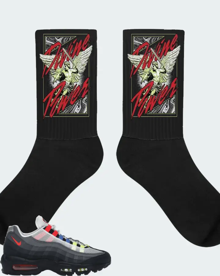 Nike Air Max 95 Sneaker Matching Black Socks (Divine Power) - View 1