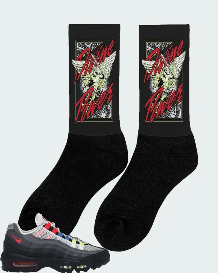 Nike Air Max 95 Sneaker Matching Black Socks (Divine Power) - View 3