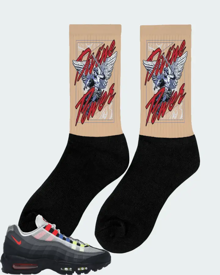 Nike Air Max 95 Sneaker Matching Cream Socks (Divine Power) - View 3