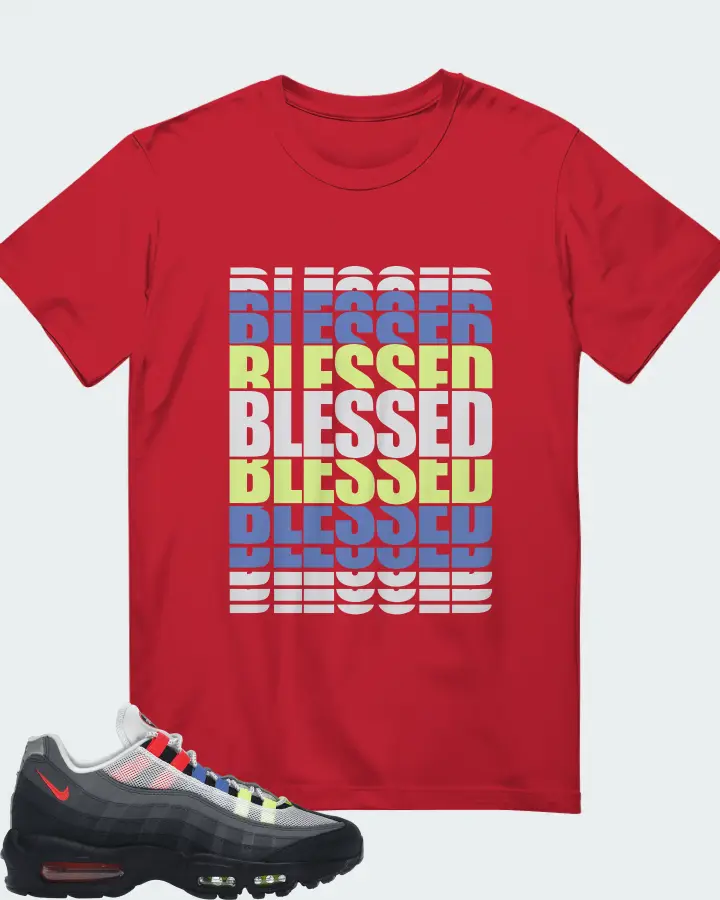 Nike Air Max 95 Sneaker Matching Red T-Shirt - BLESSED Many Times