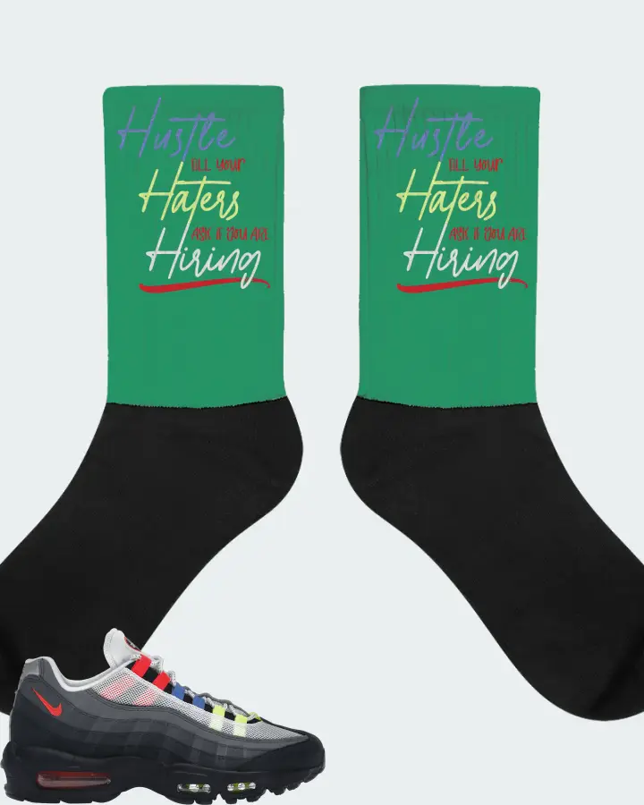 Nike Air Max 95 Sneaker Matching Kelly Green Socks - HUSTLE TILL YOUR HATERS ASK