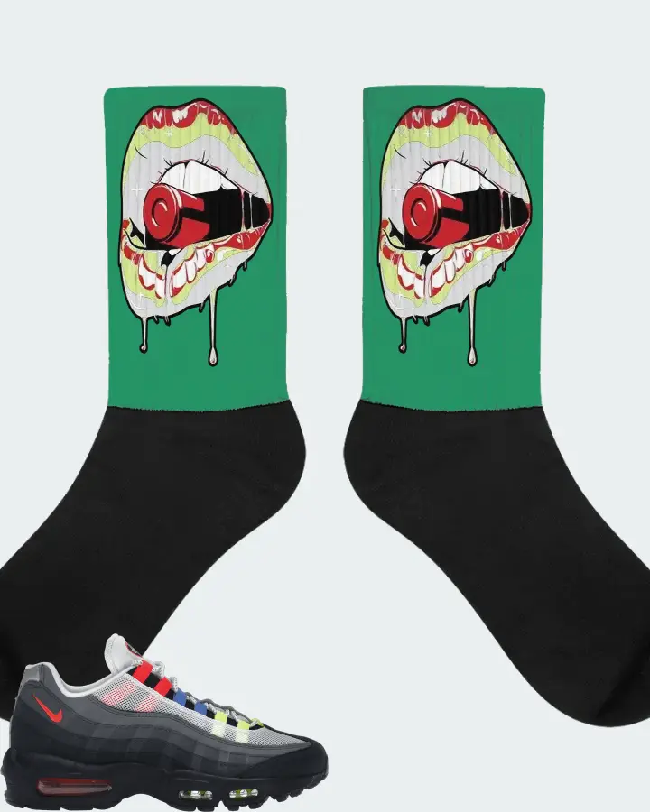 Nike Air Max 95 Sneaker Matching Kelly Green Socks - Kiss of Death