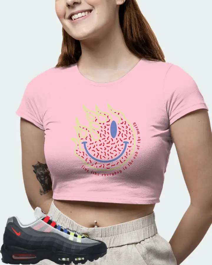 Nike Air Max 95 Sneaker Matching Pink Crop Top (Keep Smiling) - View 6