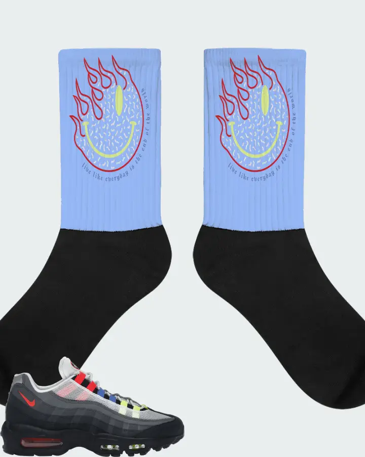 Nike Air Max 95 Sneaker Matching Carolina Blue Socks (Keep Smiling) - View 1