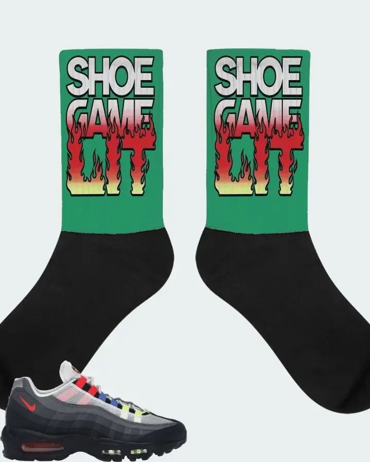 Nike Air Max 95 Sneaker Matching Kelly Green Socks - Shoe Game Lit Refreshed