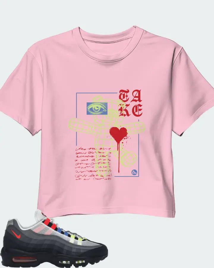 Nike Air Max 95 Sneaker Matching Pink Crop Top (TAKE) - View 1