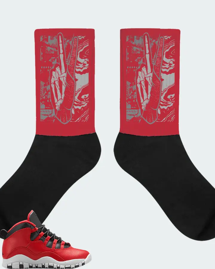 Jordan 10 Retro Bulls Over Broadway (PS) Sneaker Matching Red Socks - Peace of mind
