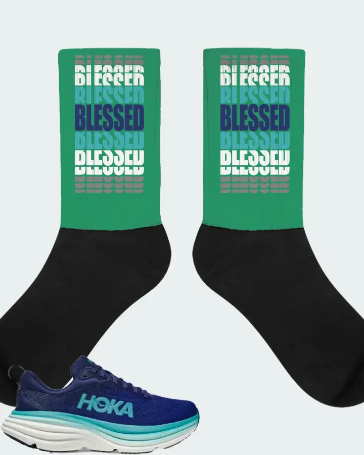 Hoka One One Bondi 8 Sneaker Matching Socks - BLESSED Many Times
