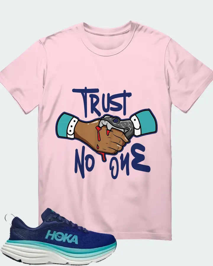 Hoka One One Bondi 8 Sneaker Matching Soft Pink T-Shirt - Trust No One