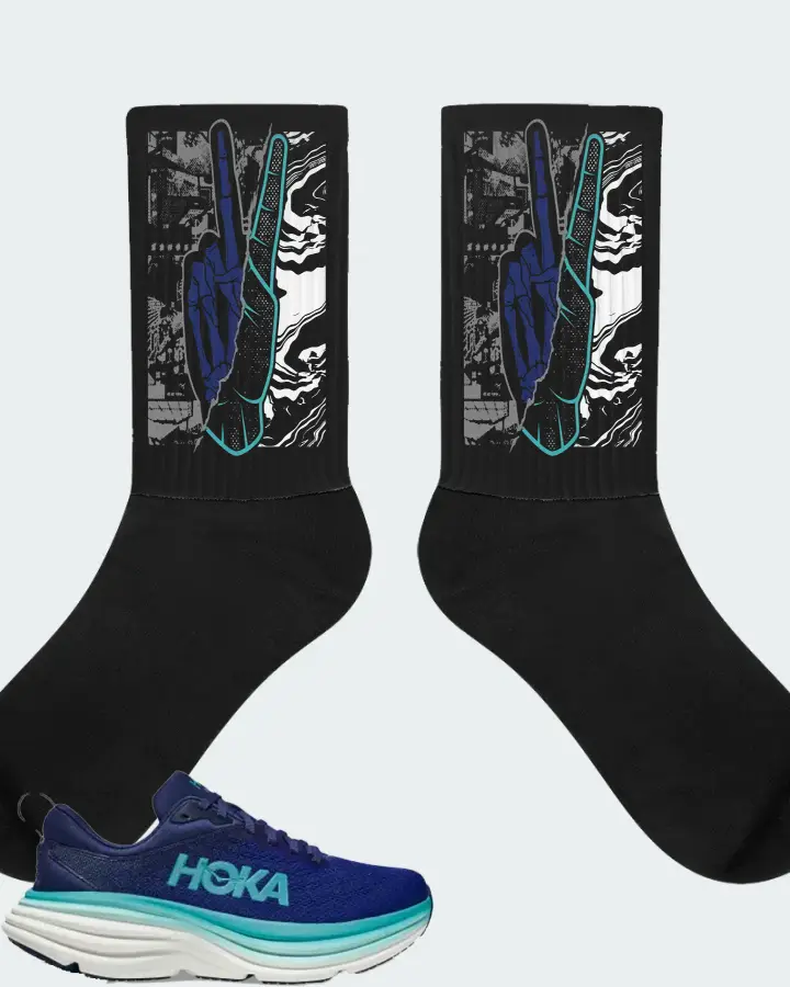 Hoka One One Bondi 8 Sneaker Matching Black Socks - Peace of mind