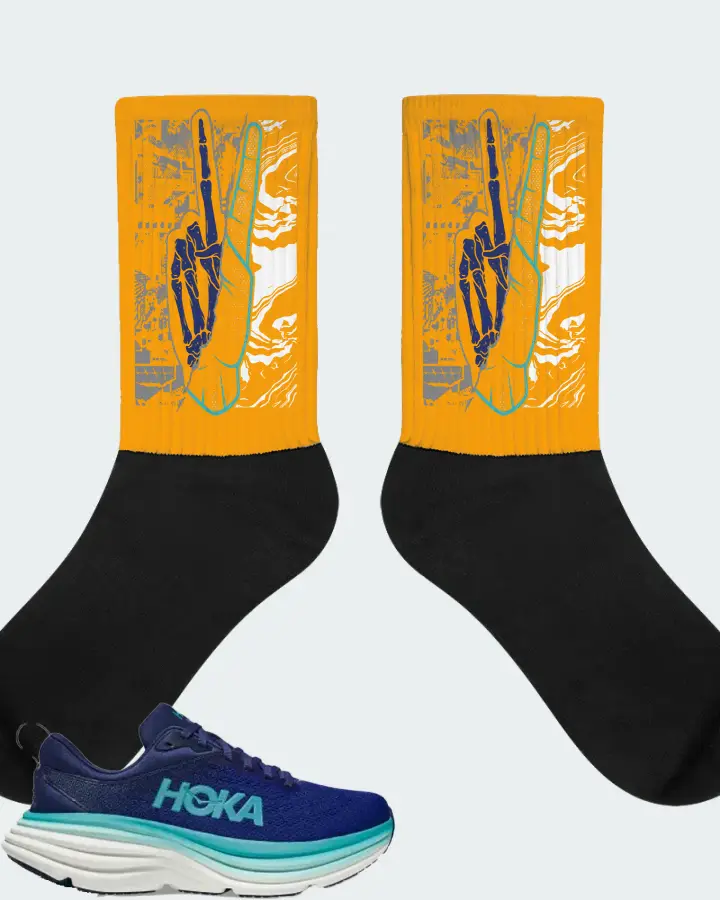 Hoka One One Bondi 8 Sneaker Matching Gold Socks - Peace of mind