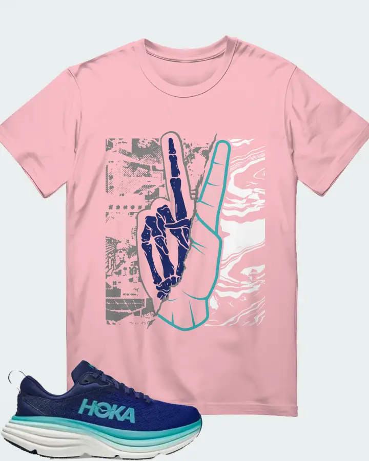 Hoka One One Bondi 8 Sneaker Matching Pink T-Shirt - Peace of mind