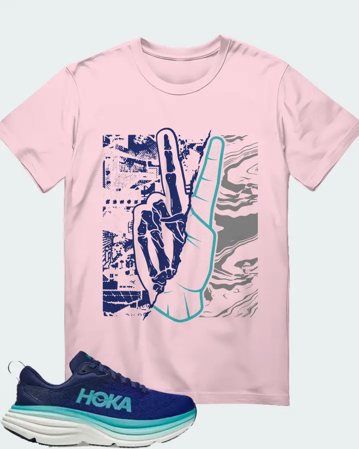 Hoka One One Bondi 8 Sneaker Matching Soft Pink T-Shirt - Peace of mind