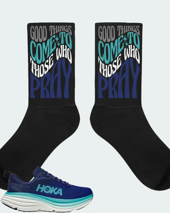 Hoka One One Bondi 8 Sneaker Matching Black Socks - Good Things Come To Those Who Pray