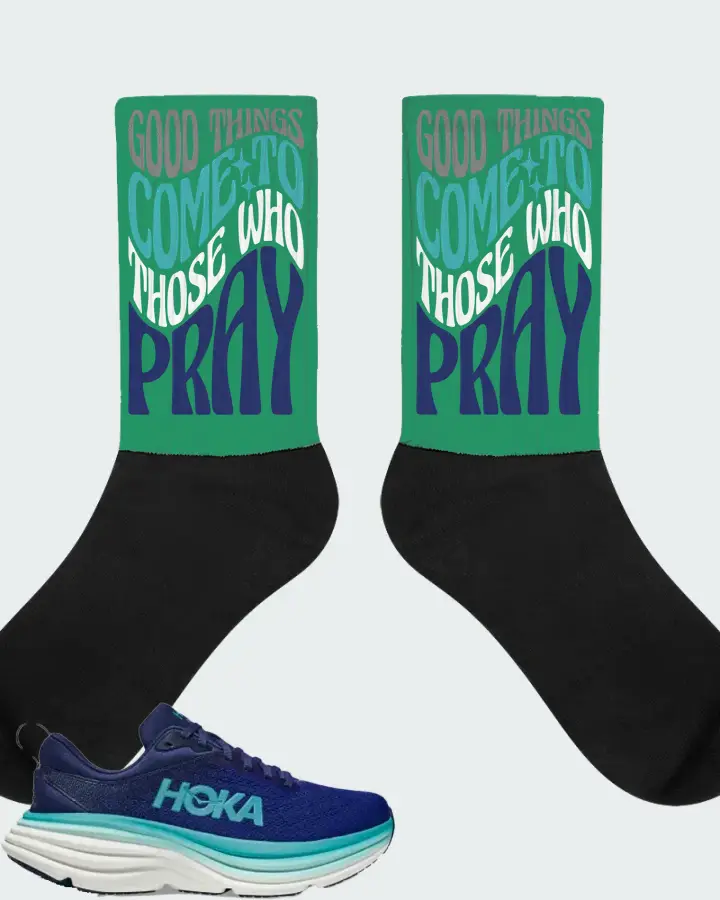 Hoka One One Bondi 8 Sneaker Matching Socks - Good Things Come To Those Who Pray