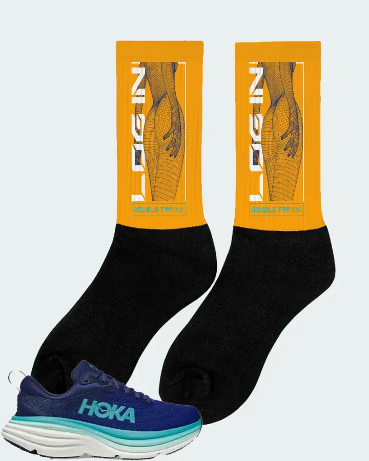 Hoka One One Bondi 8 Sneaker Matching Gold Socks (LOGIN) - View 3