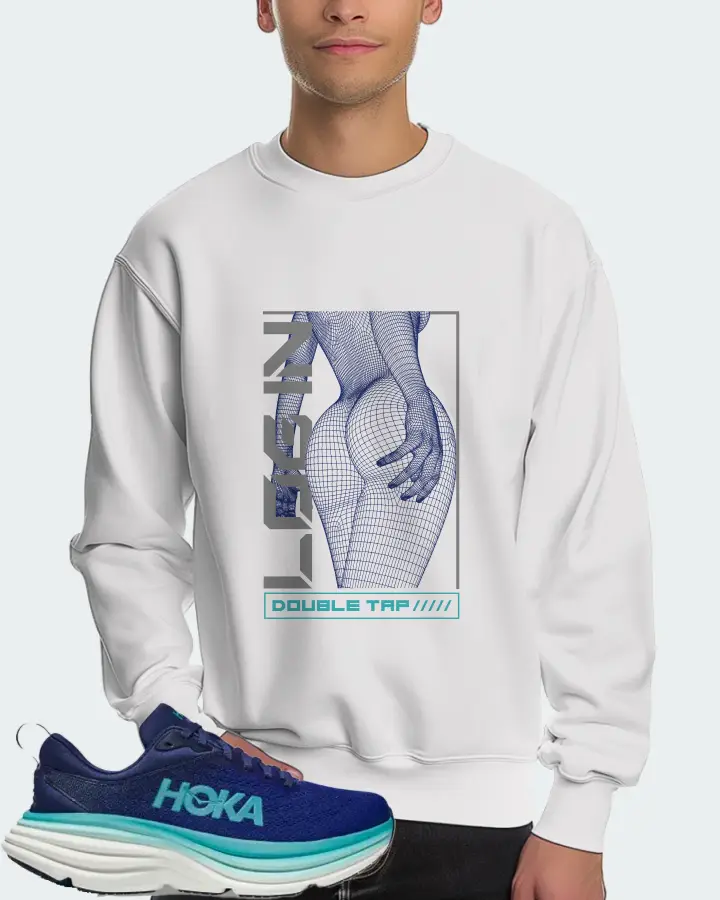 Hoka One One Bondi 8 Sneaker Matching White Sweatshirt (LOGIN) - View 4