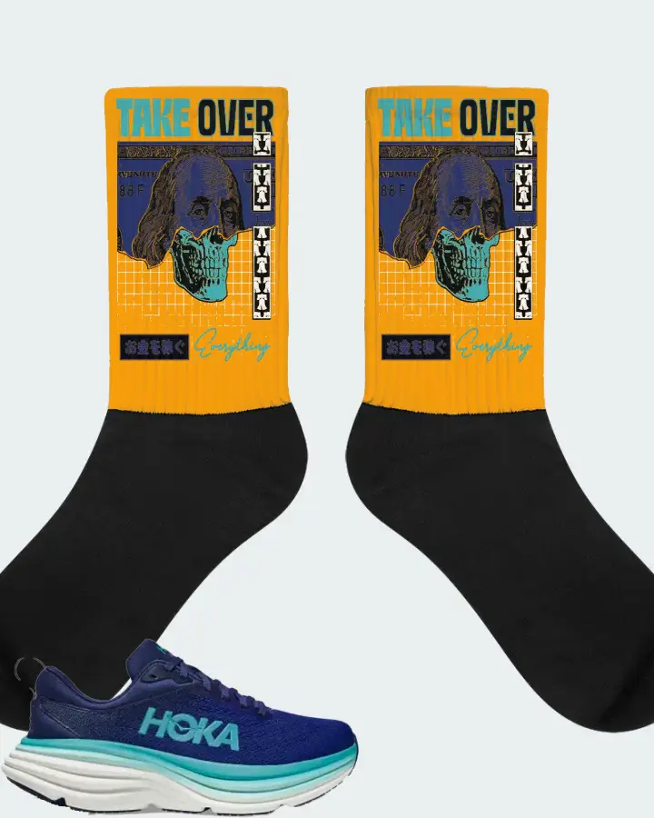 Hoka One One Bondi 8 Sneaker Matching Gold Socks - Take Over
