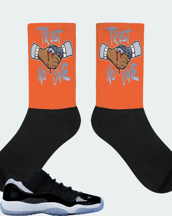 Jordan 11 Retro Low Sneaker Matching Orange Socks - Trust No One